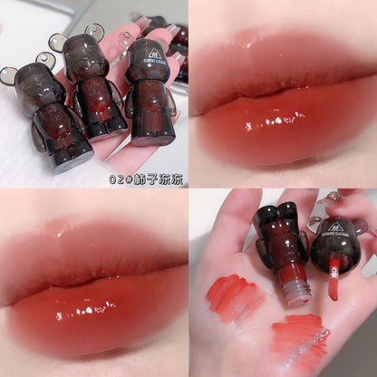 Miss Lara Cute Korean Black Bear Lip Gloss Lip Glaze Long-Lasting Mirror Shine Lip Tint