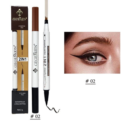 GegeMoon 3Pcs Waterproof 2 in 1 Long Lasting Liquid Eyeliner & Liquid Eyebrow Pencil.