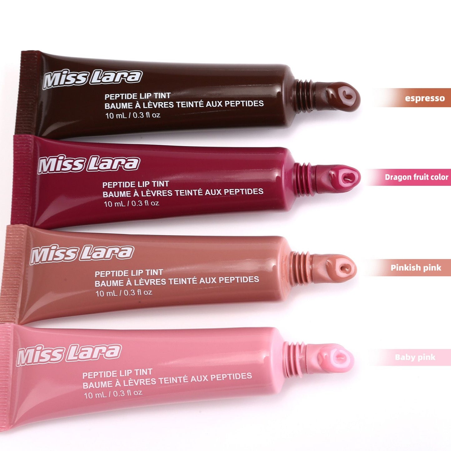 Pack OF 4 Miss Lara Punk Dark Brown Lip Gloss Lip Tint Long Lasting Moisturizing Nutritious Liquid Lipstick Clear Mineral Lip Oil Makeup