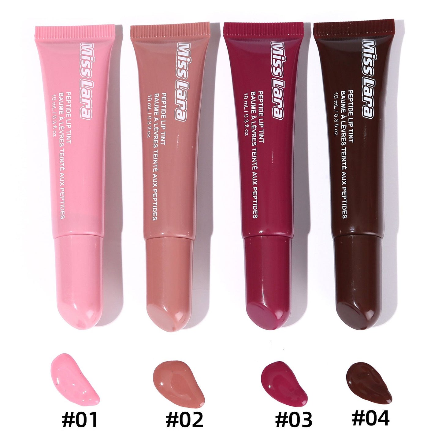 Pack OF 4 Miss Lara Punk Dark Brown Lip Gloss Lip Tint Long Lasting Moisturizing Nutritious Liquid Lipstick Clear Mineral Lip Oil Makeup