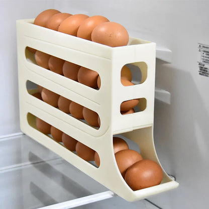 4 Layer Egg Dispenser Space Saving Rolling Egg Storage Box Organizer.