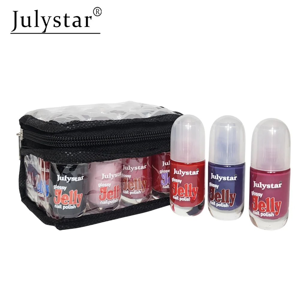 Pack of 12Pcs glossy jelly peel of Nail Polish Julystar