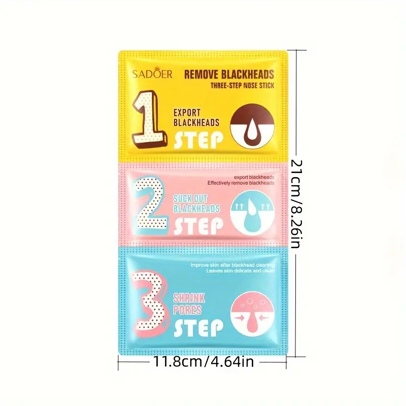 Sadoer 3in1 Blackhead Cleaning Three-step Nose Patch Deep Cleans Pores Peeling Off Nose Strips