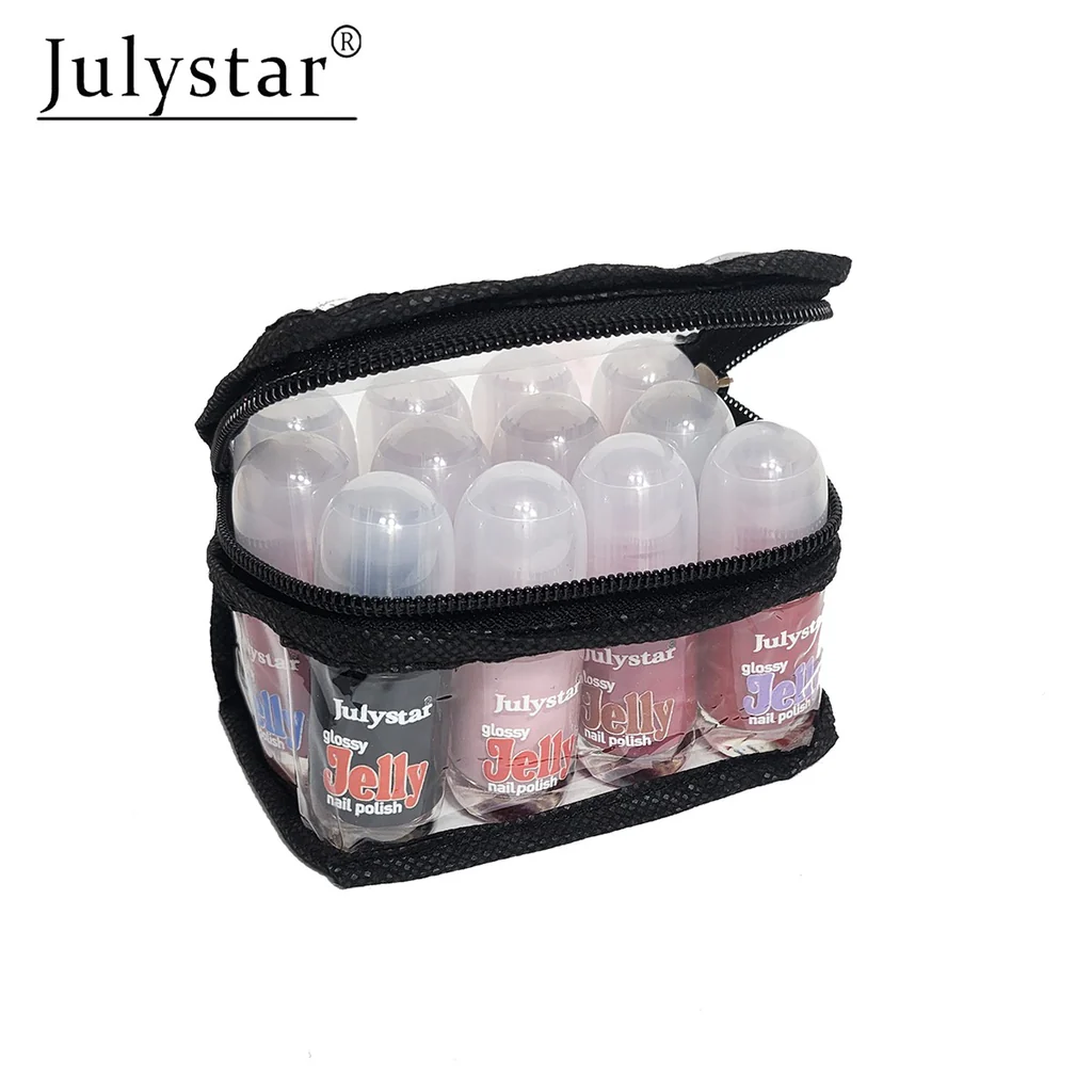 Pack of 12Pcs glossy jelly peel of Nail Polish Julystar