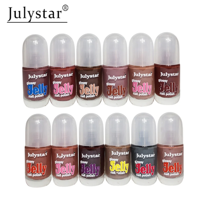 Pack of 12Pcs glossy jelly peel of Nail Polish Julystar