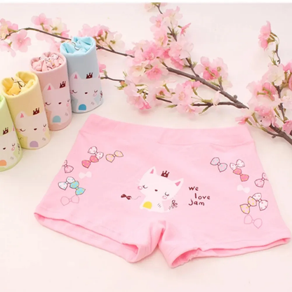 Pack 4 Fashion Kid Girl Panties Cotton Elastane Material, Children Underwear - Comfortable Panties for Girls