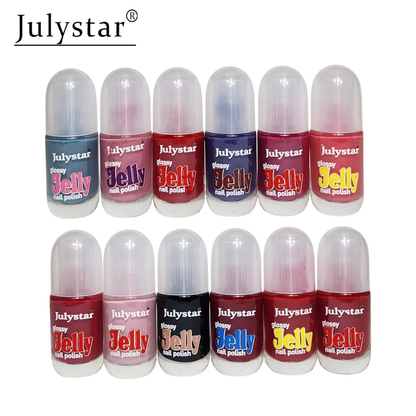 Pack of 12Pcs glossy jelly peel of Nail Polish Julystar