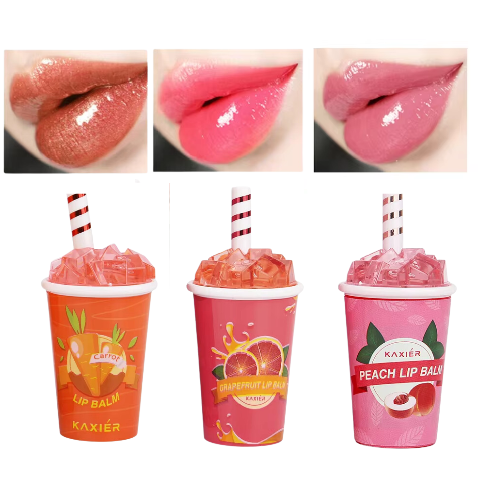 KAXIER 1Pcs Crush Cup Lip Balm Natural & Moisturizing Ice Cream Lip Balm