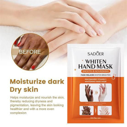 SADOER Vitamin C Skin Care Dark Skin Lightening & Whitening Moisturizing Hand Mask Moisture Soft Hyaluronic Acid Dark Knuckle Hand Mask 35g