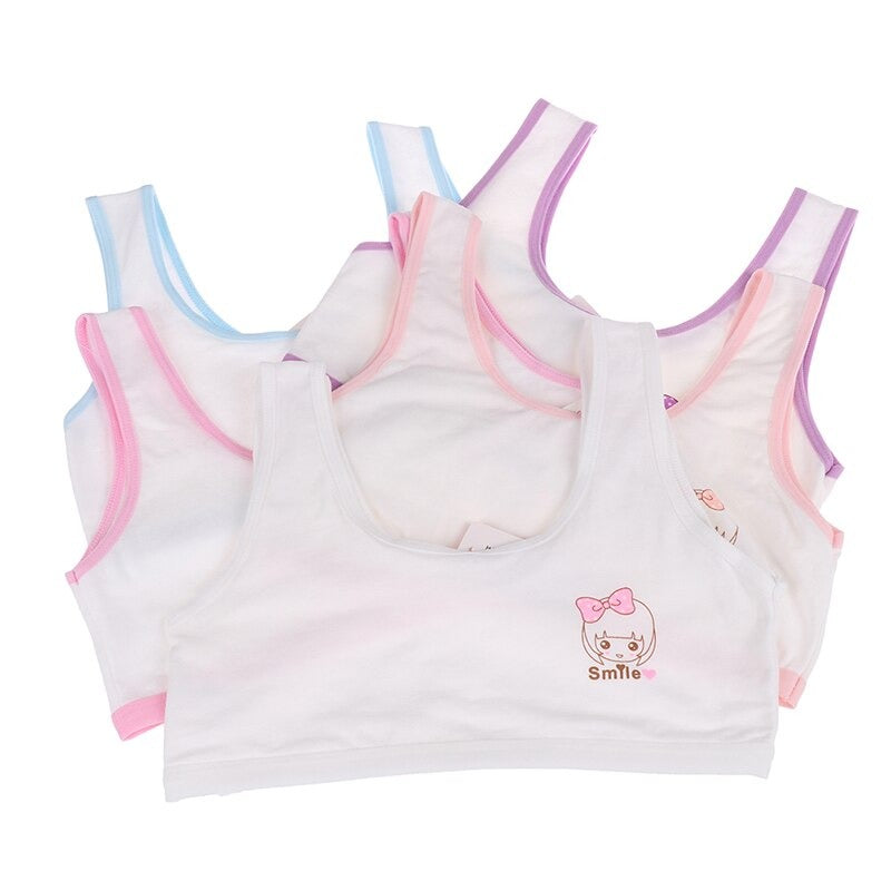 Pack Of 3 Teenage Cotton Bra Vest For Girls Non Padded Cartoon Vest Tank (8 to 16 Years)