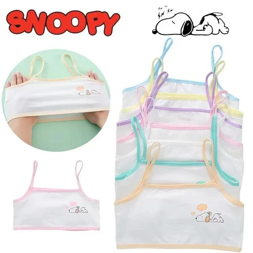 Pack Of 3 Teenage Cotton Bra Vest For Girls Non Padded Cartoon Vest Tank (8 to 16 Years)