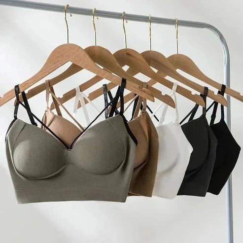 Comfortable Gatheed No Steel Ring Support Side Chest Thin Strap Bra For Girls & Women