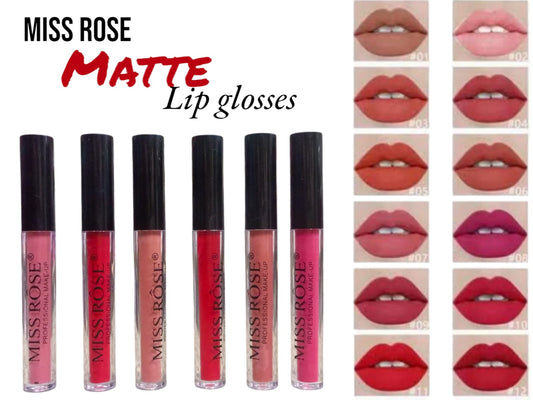 12 PCS Professional Makeup Matte Lip Gloss Water Proof, Long lasting Miss ROSE Matte