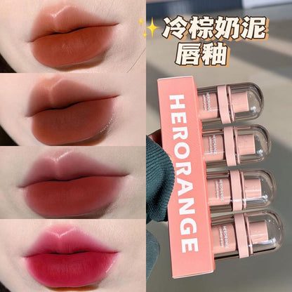 HERORANGE Cold Brown Milk Mud Matte Lip Glaze Long-Lasting Non-Fading Lipstick