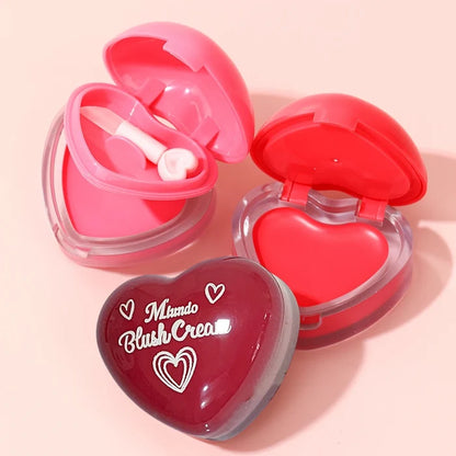 Miundo Love Heart Shape Blush Cream Monochrome Smooth Cheek Tint Mud Blusher Palette Natural Matte Pink Purple Orange Face Rouge