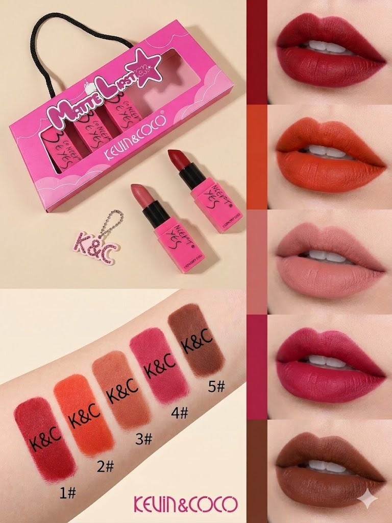 Kevin & Coco Matte Lipstick Pack of 5 - Long-Lasting Bold Shades - image 4