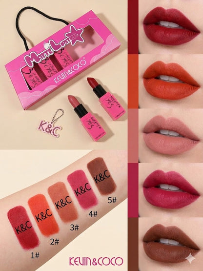 Kevin & Coco Matte Lipstick Pack of 5 - Long-Lasting Bold Shades - image 4