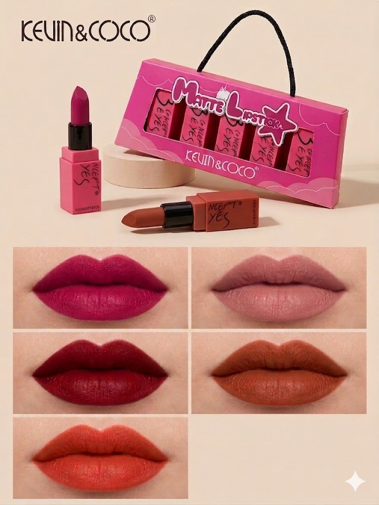 Kevin & Coco Matte Lipstick Pack of 5 - Long-Lasting Bold Shades - image 5