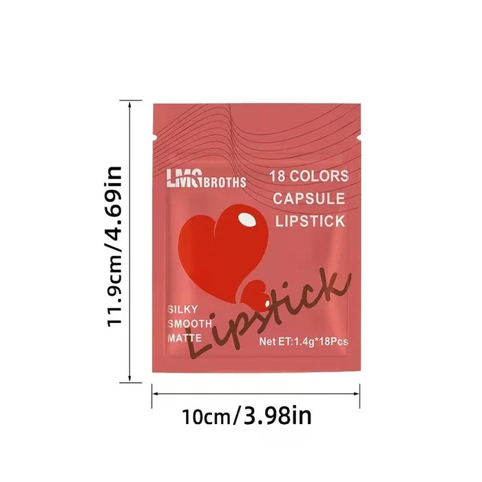 18 Colors Capsule Lipstick Set – Silky Smooth Matte Mini Capsule Lipsticks | Long Lasting Waterproof Velvet Finish | 18 Shades Lip Makeup Collection