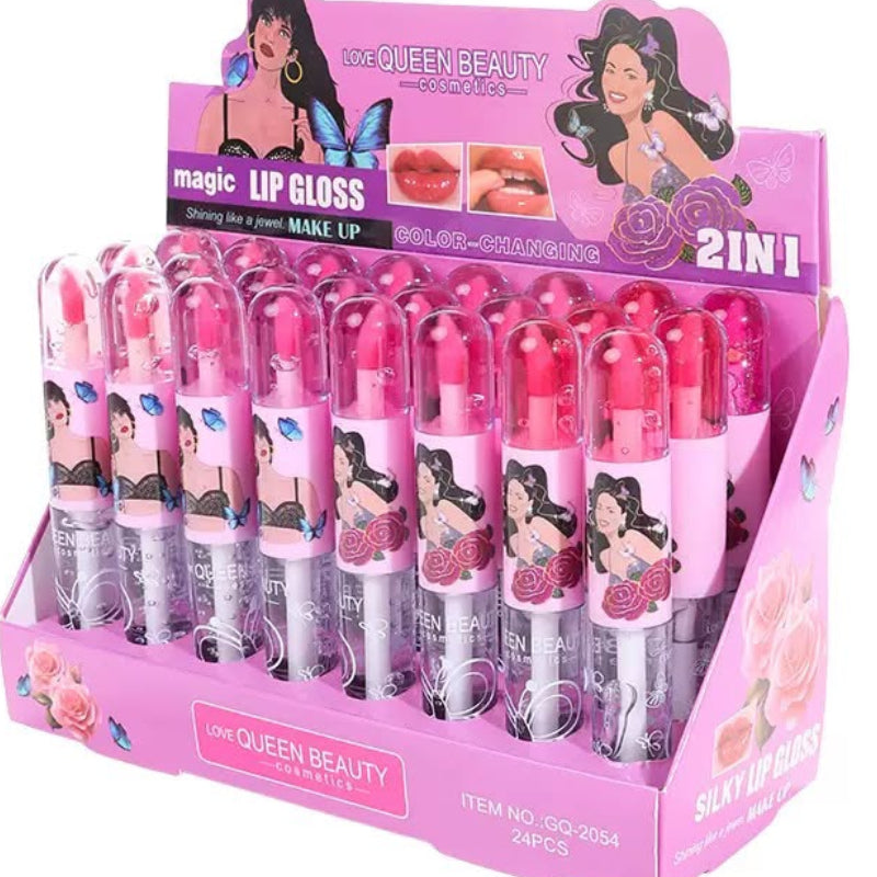 Queen Beauty 2-in-1 Lip Gloss | Transparent & Pink Magic Lip Gloss - image 2