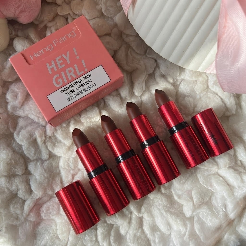 Heng Fang Hey Girl! Mini Lipstick Set – 4 Shades | Matte Finish, Long-Lasting, Travel-Friendly - image 2