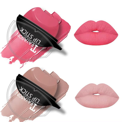 Pack 6 Matte Lipstick Mouth Shape Lipstick Matte Makeup Lasting Moisturizing Lipstick Lazy Lipstick Waterproof non-stick cup