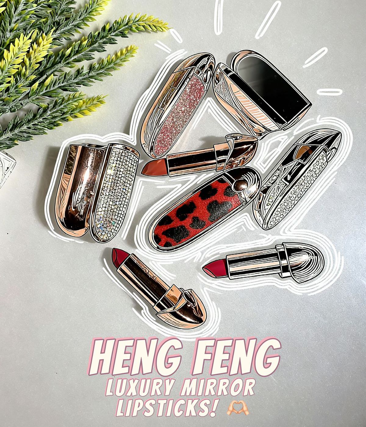 Hengfeng New Cute Diamond Radiance Matte Luxury Mirror Lipstick - image 8