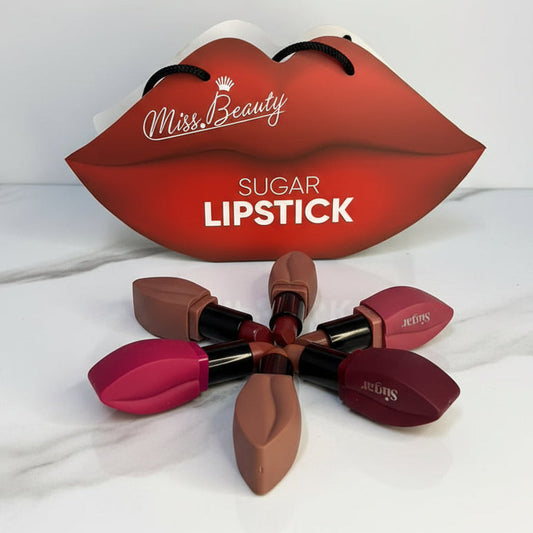 Miss Beauty Sugar Lipstick | Pack of 6 Lip Shape Packaging