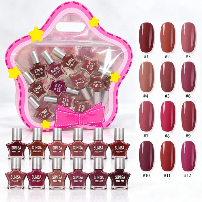 SUNISA 12 PCS Matte Liquid Peel Off Nail Polish