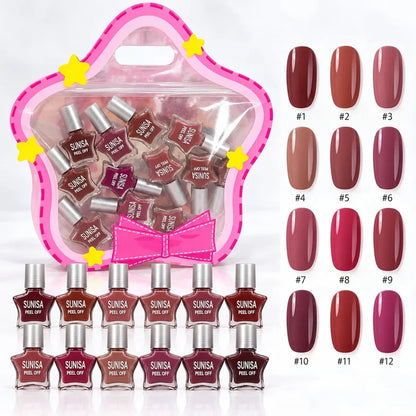 SUNISA 12 PCS Matte Liquid Peel Off Nail Polish