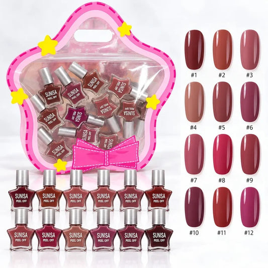 SUNISA 12 PCS Matte Liquid Peel Off Nail Polish