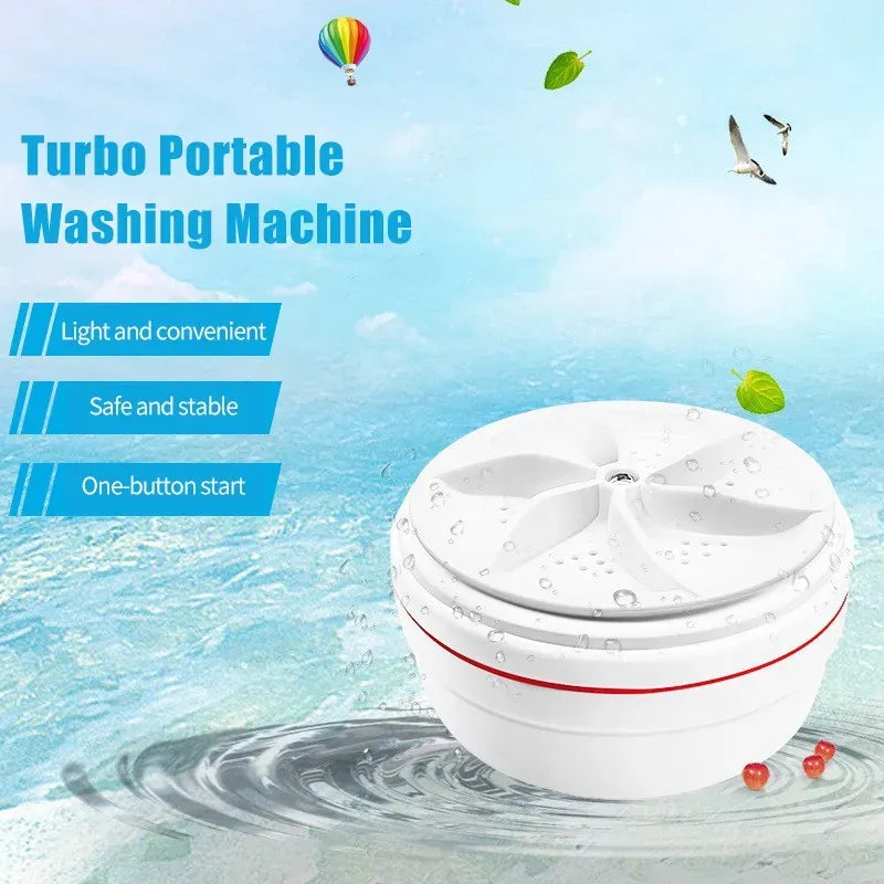 Mini Ultrasonic Washing Machine Portable Turbo Washer Lightweight Automatic Washing Machine