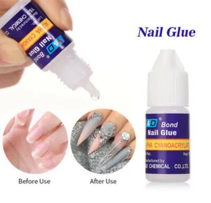 Natural Transparent Artificial Acrylic Nails Kit Fake False Nails 100Pcs + Nail Glue
