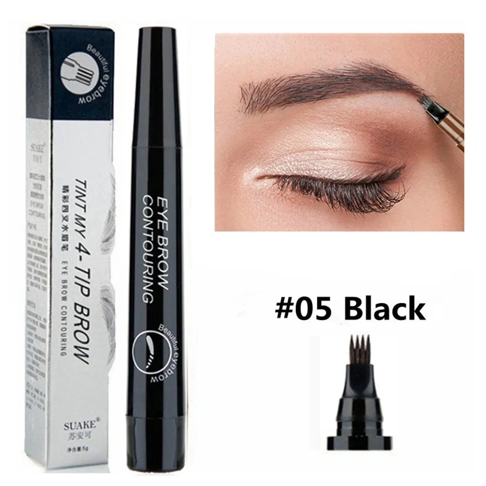 Pack of 3 Eyebrow Pen Liquid Waterproof Microblading Long Lasting Natural Beauty Looking 4 Fork Tip Tattoo Makeup Pencil