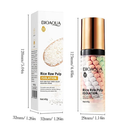 BIOAQUA Rice Raw Pulp Three Color Isolation Cream 40g – Color-Correcting Makeup Primer