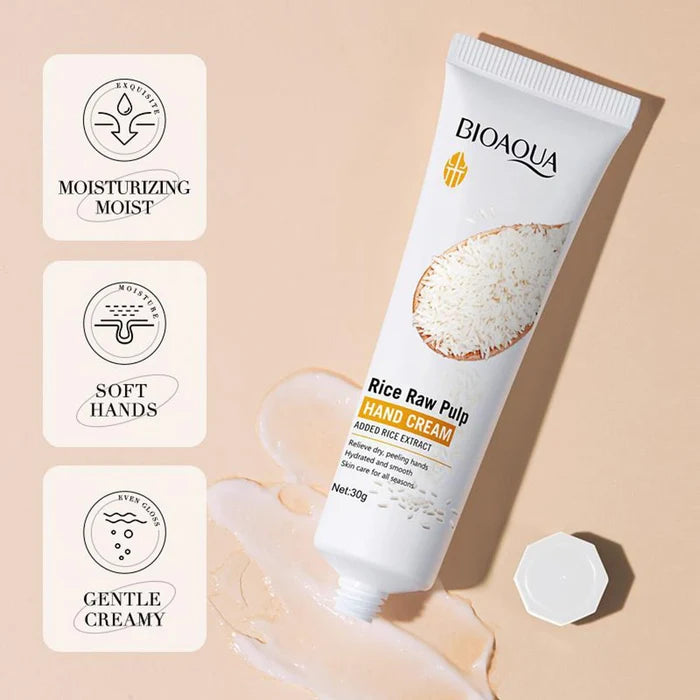 BIOAQUA Rice Raw Pulp Hand Cream Anti Chapping Anti Aging Moisturizing Whitening Cream 30g
