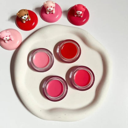 Hudamoj 4 Pc Cute Bear Lip Balm Collection Strawberry Moisturizing Lip Mask set LS-014B