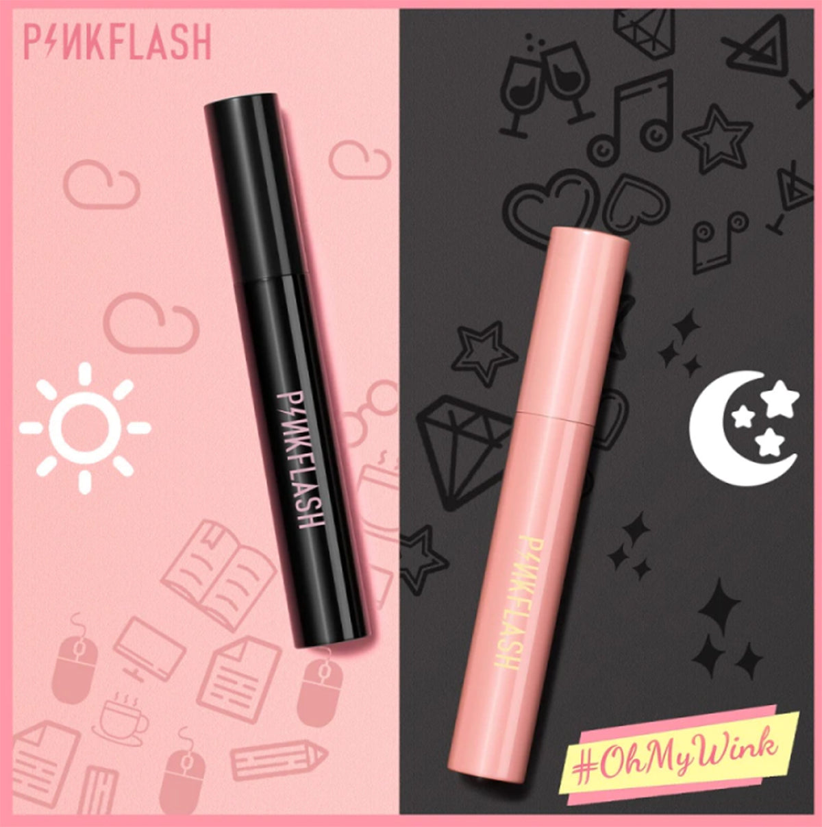 Pinkflash Waterproof Natural Stretches Microwave Rich In Fiber Mascara 7Ml E08
