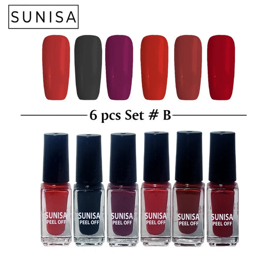 New Sunisa 6pcs Set Matte Nail Polish / Peel Off Set B