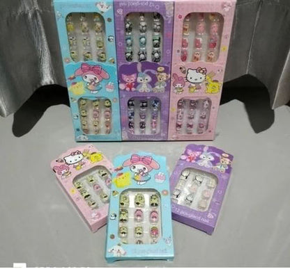 New 12 pcs Sanrio fake nails double tip nail set fake nails toy character children's character nails 1box*12pcs
