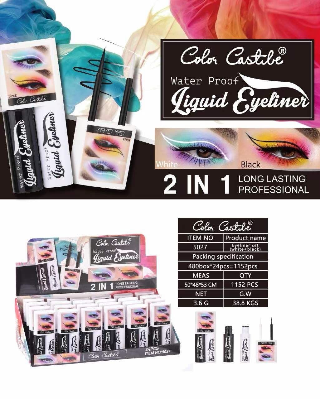 Color Castle 2 in 1 Black & White Liquid Eyeliner For Women And For Girls