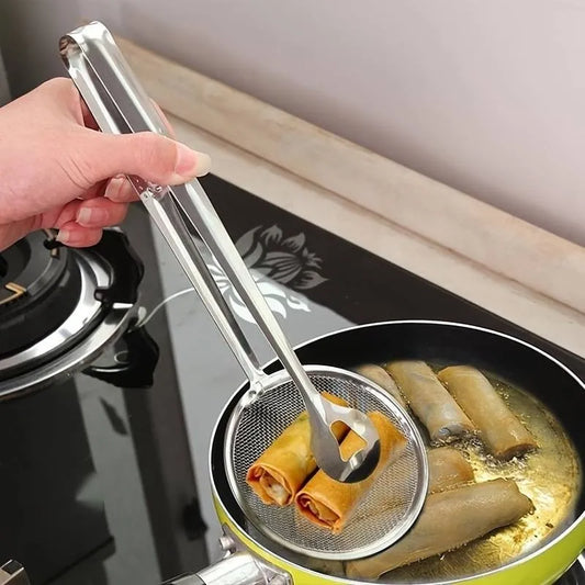 Kitchen Oil-Frying BBQ pakora Filter Stainless Steel Clamp Tools