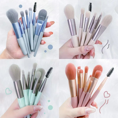 8 in 1 Mini Wooden Handle Makeup Brush Set