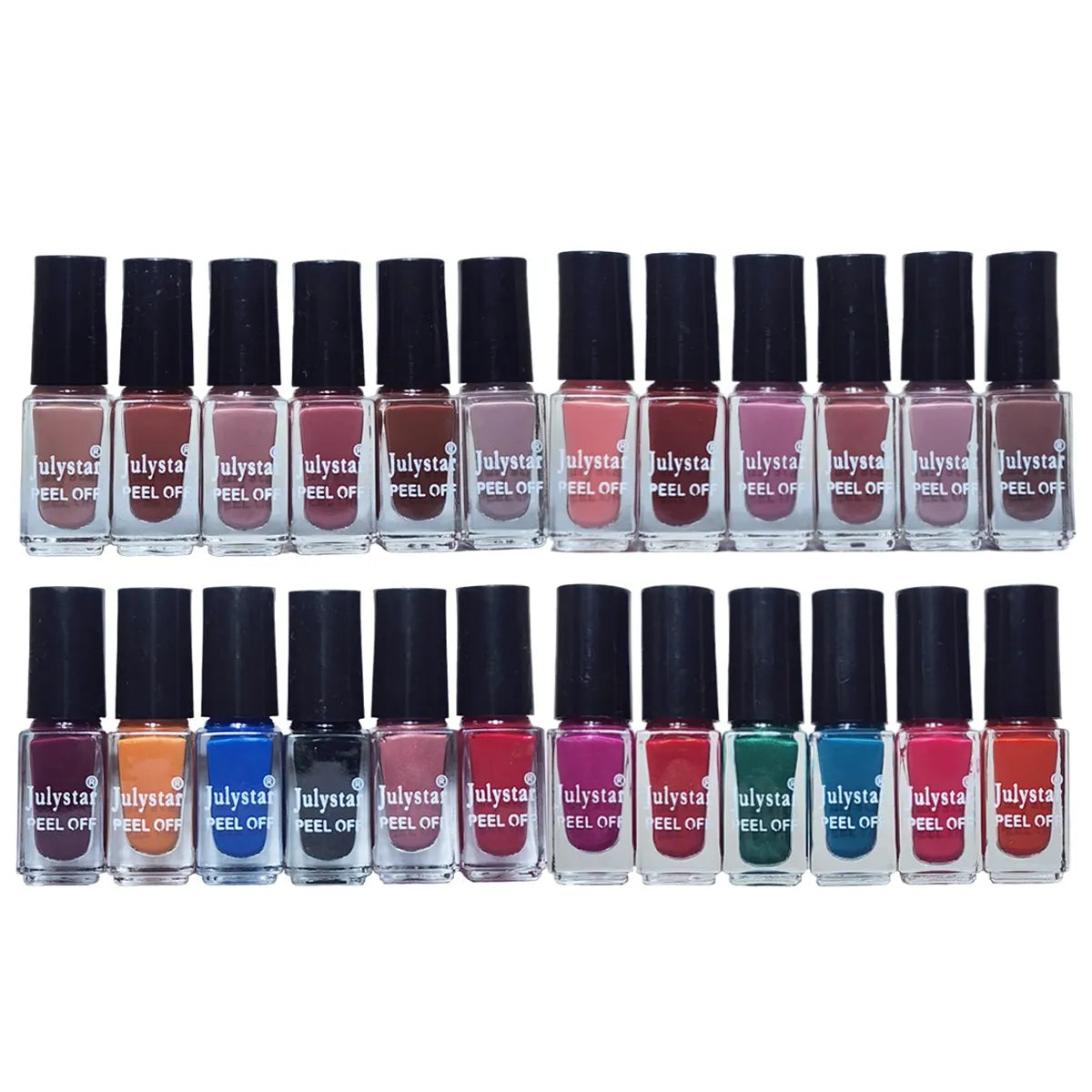 Julystar 12pcs Matte Glitter Liquid Peel Off Nail Polish