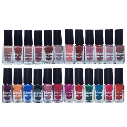 Julystar 12pcs Matte Glitter Liquid Peel Off Nail Polish