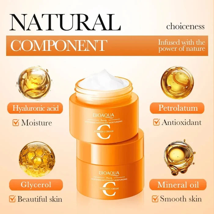 Bioaqua Vitamin C Face Cream Whitening Moisturizing Brighten Nourishing Refreshing Improve Dull Skin Face Whitening Cream 60g