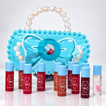 Heng Fang 12 Pcs Glossy Lip Gloss Set with Stylish Carry Bag
