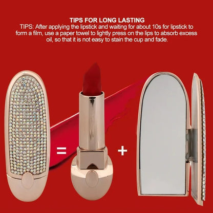 Hengfeng New Cute Diamond Radiance Matte Luxury Mirror Lipstick - image 6