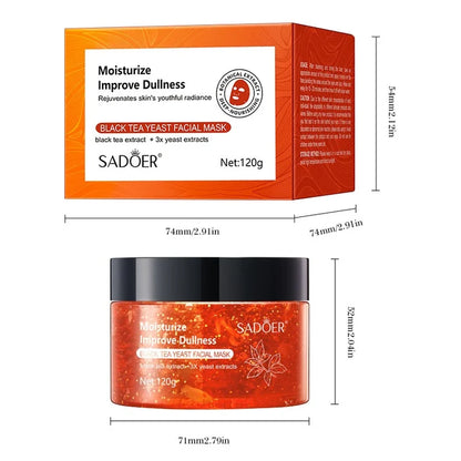 SADOER Black Tea Yeast Facial Mask 120g | Moisturizing, Nourishing & Skin Smoothing Face Mask