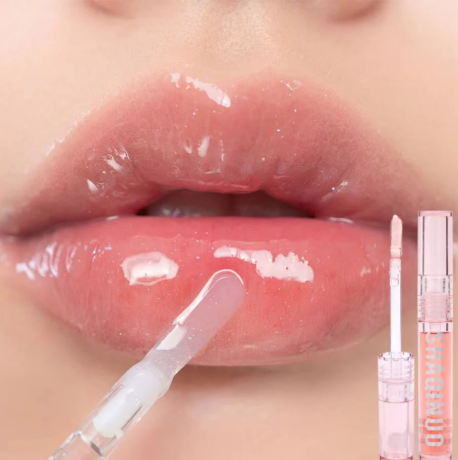 SHAQINUO Moisturizing Jelly Lip Gloss, Clear Glitter Lip Oil Set Long Lasting, Non-sticky, Sexy Lips Glaze, Crystal Liquid Lipstick